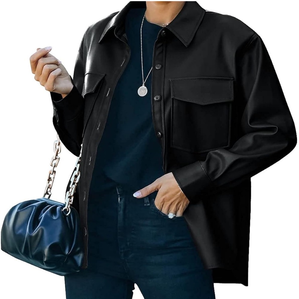 Faux Leather Shacket